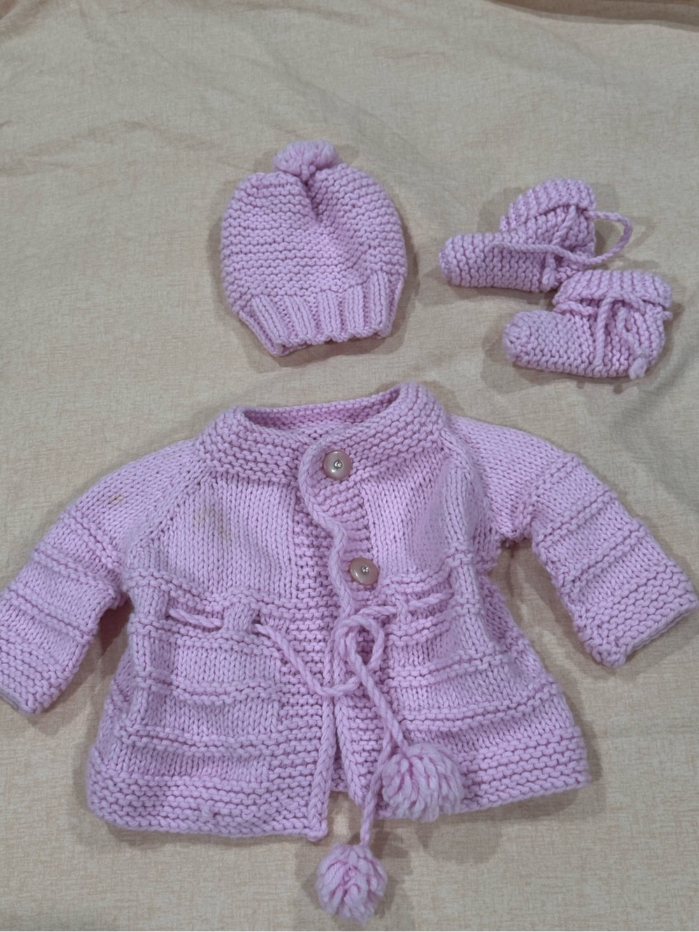 Hand made newborn cardigan set